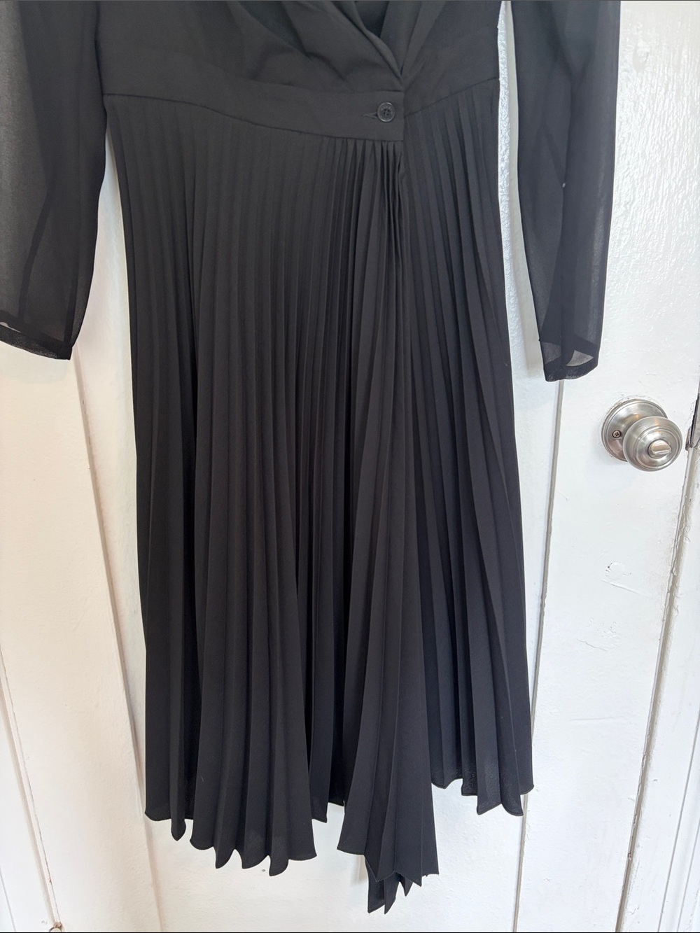 Sandro Dual-material long-sleeved dress US 6 - Picture 6 of 13
